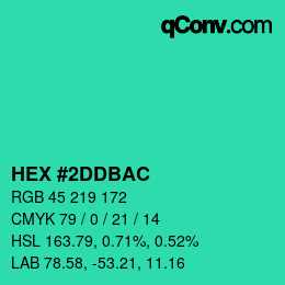 カラーコード: HEX #2DDBAC | qconv.com