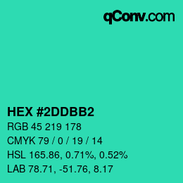 カラーコード: HEX #2DDBB2 | qconv.com