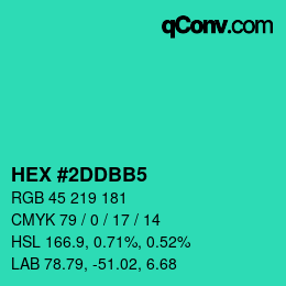 Color code: HEX #2DDBB5 | qconv.com