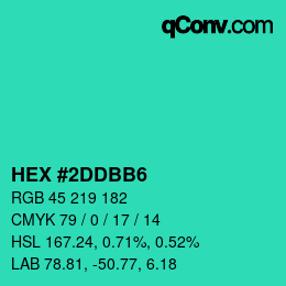 カラーコード: HEX #2DDBB6 | qconv.com