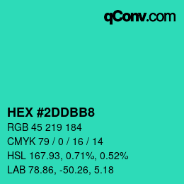 Color code: HEX #2DDBB8 | qconv.com