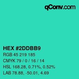 カラーコード: HEX #2DDBB9 | qconv.com