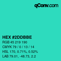 カラーコード: HEX #2DDBBE | qconv.com