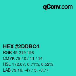 カラーコード: HEX #2DDBC4 | qconv.com