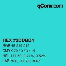 Color code: HEX #2DDBD4 | qconv.com