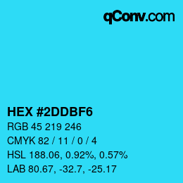 Color code: HEX #2DDBF6 | qconv.com