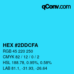 Color code: HEX #2DDCFA | qconv.com