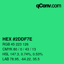 カラーコード: HEX #2DDF7E | qconv.com