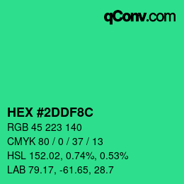 カラーコード: HEX #2DDF8C | qconv.com