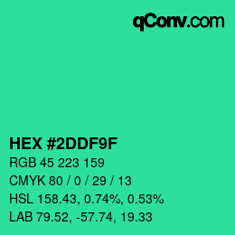 カラーコード: HEX #2DDF9F | qconv.com
