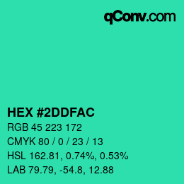 カラーコード: HEX #2DDFAC | qconv.com