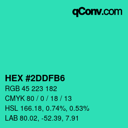 カラーコード: HEX #2DDFB6 | qconv.com