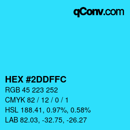 Color code: HEX #2DDFFC | qconv.com