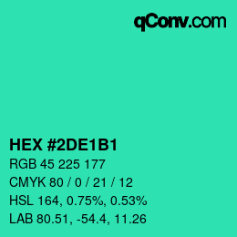 カラーコード: HEX #2DE1B1 | qconv.com