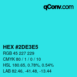 Color code: HEX #2DE3E5 | qconv.com
