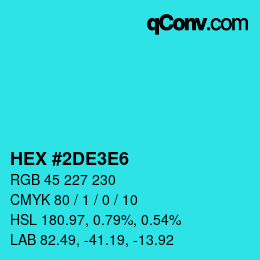 Color code: HEX #2DE3E6 | qconv.com