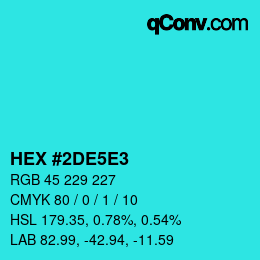 Color code: HEX #2DE5E3 | qconv.com