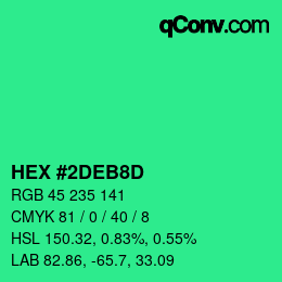 Color code: HEX #2DEB8D | qconv.com