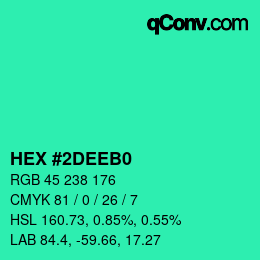 颜色代码: HEX #2DEEB0 | qconv.com