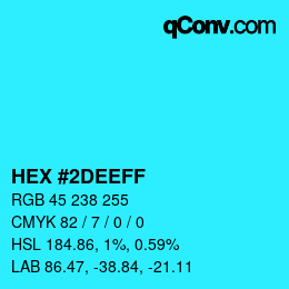Color code: HEX #2DEEFF | qconv.com