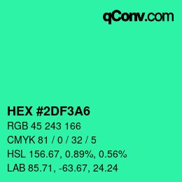 Color code: HEX #2DF3A6 | qconv.com