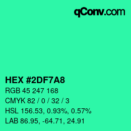 Color code: HEX #2DF7A8 | qconv.com