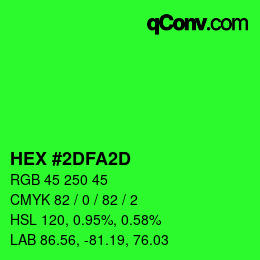 カラーコード: HEX #2DFA2D | qconv.com