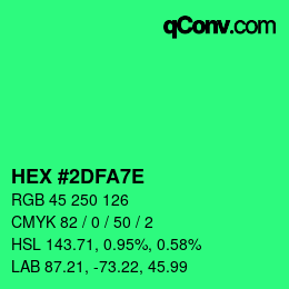 Farbcode: HEX #2DFA7E | qconv.com