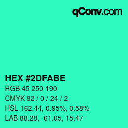 Color code: HEX #2DFABE | qconv.com