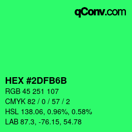 颜色代码: HEX #2DFB6B | qconv.com