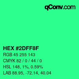 Color code: HEX #2DFF8F | qconv.com