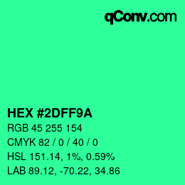 Color code: HEX #2DFF9A | qconv.com