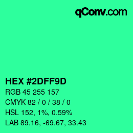 Color code: HEX #2DFF9D | qconv.com