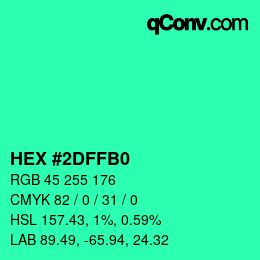 Color code: HEX #2DFFB0 | qconv.com