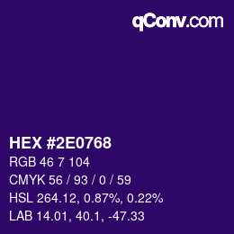 颜色代码: HEX #2E0768 | qconv.com