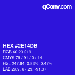 Color code: HEX #2E14DB | qconv.com