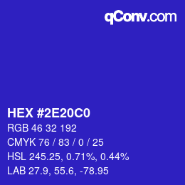 Color code: HEX #2E20C0 | qconv.com