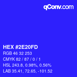 Color code: HEX #2E20FD | qconv.com