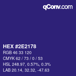 颜色代码: HEX #2E2178 | qconv.com