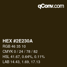 Color code: HEX #2E230A | qconv.com