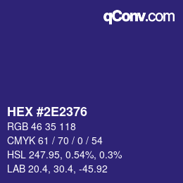 颜色代码: HEX #2E2376 | qconv.com