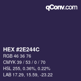 Color code: HEX #2E244C | qconv.com