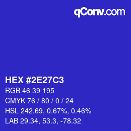 Color code: HEX #2E27C3 | qconv.com