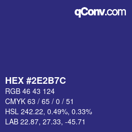 カラーコード: HEX #2E2B7C | qconv.com