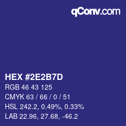 カラーコード: HEX #2E2B7D | qconv.com