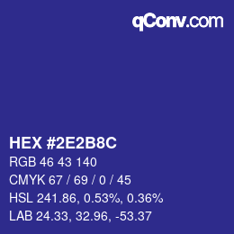 Color code: HEX #2E2B8C | qconv.com
