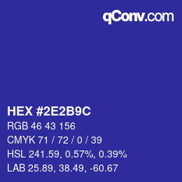 Color code: HEX #2E2B9C | qconv.com