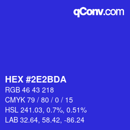 颜色代码: HEX #2E2BDA | qconv.com