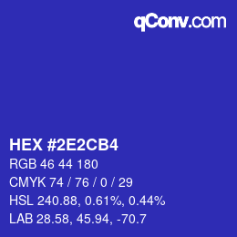 Color code: HEX #2E2CB4 | qconv.com