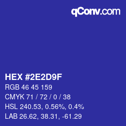 颜色代码: HEX #2E2D9F | qconv.com